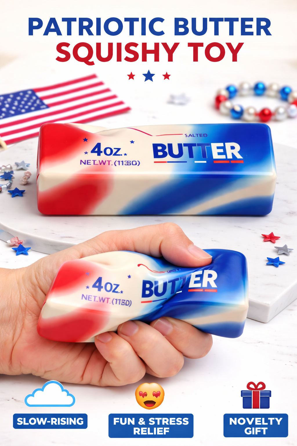 USA Patriotic Butter Slow Rise Squishy Toy