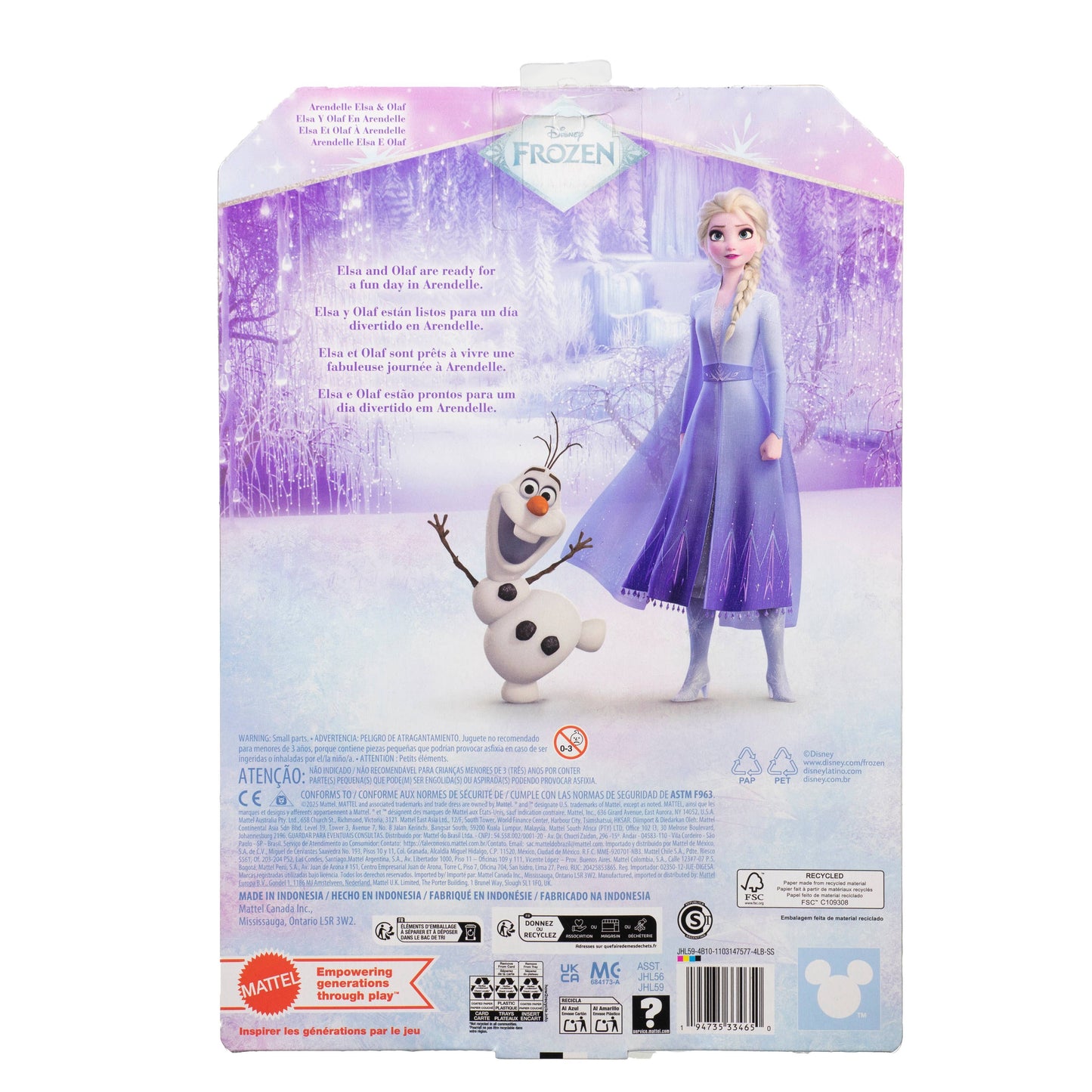 Disney Frozen Arendelle Elsa & Olaf Doll & Figure