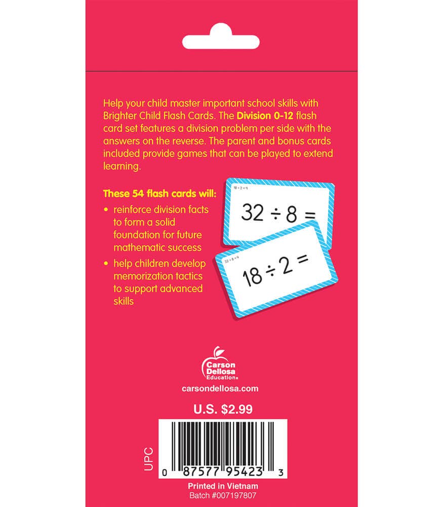 Division 0 to 12 Flash Cards