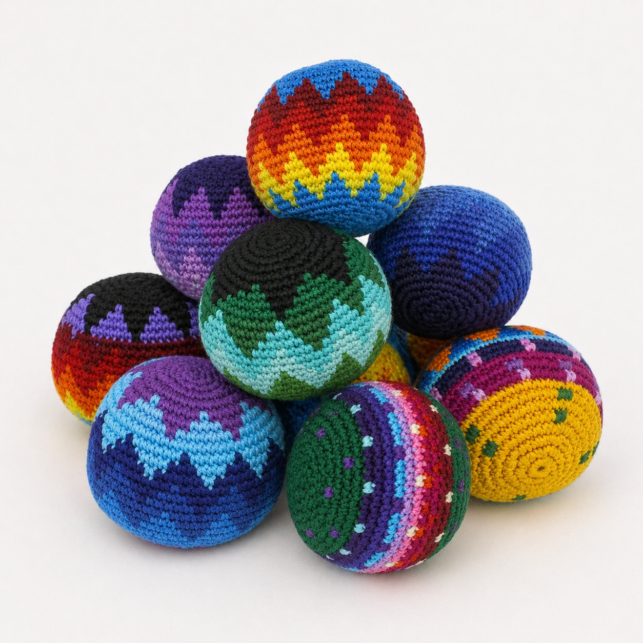 Crochet Multicolor Hacky Sack Stress Ball | Foot Sack - Guatemala