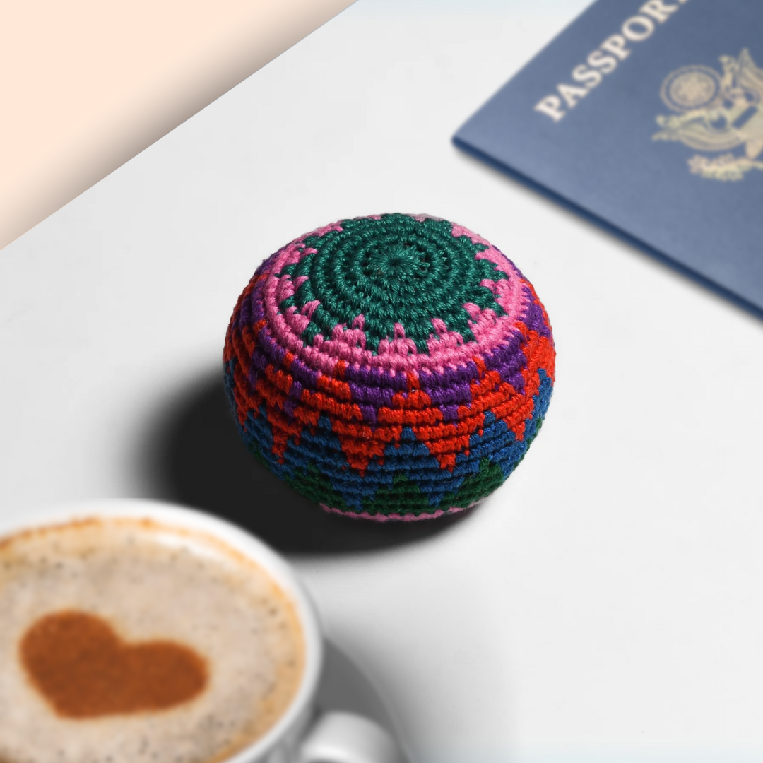 Crochet Multicolor Hacky Sack Stress Ball | Foot Sack - Guatemala