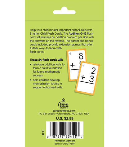 Addition 0 to 12 Flash Cards